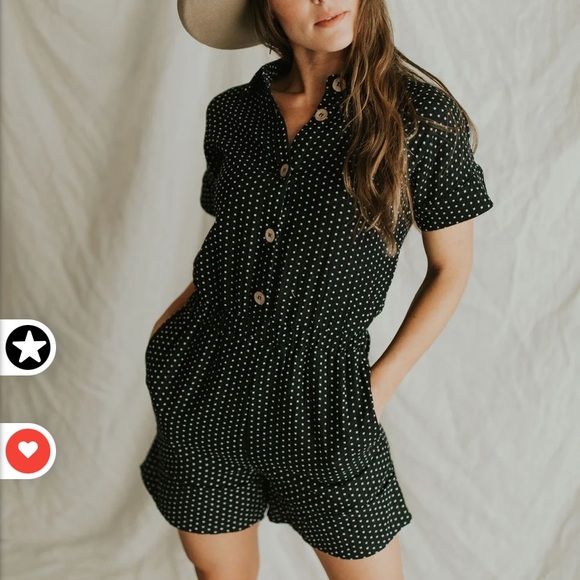 Henly Layla Dotted Jumpshort in Black size Small - Picture 8 of 13